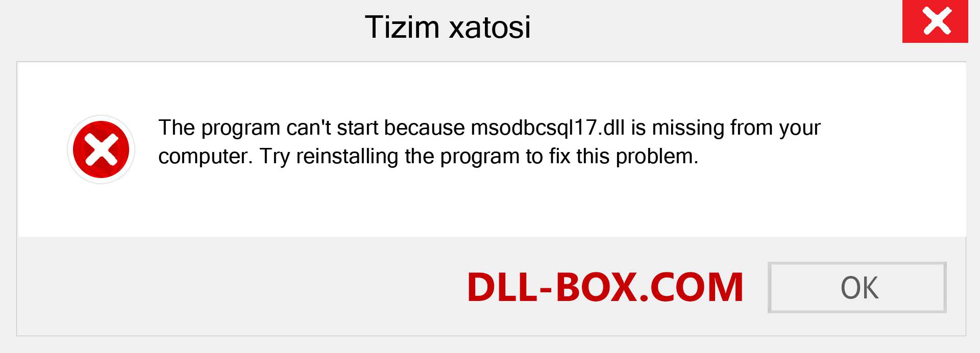 msodbcsql17.dll fayli yo'qolganmi?. Windows 7, 8, 10 uchun yuklab olish - Windowsda msodbcsql17 dll etishmayotgan xatoni tuzating, rasmlar, rasmlar